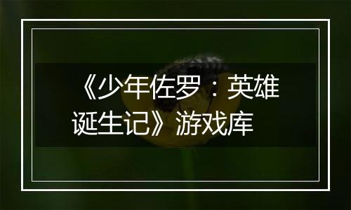 《少年佐罗：英雄诞生记》游戏库