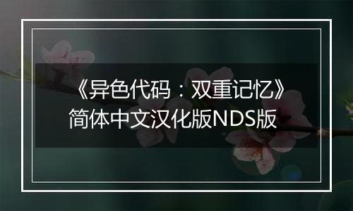 《异色代码：双重记忆》简体中文汉化版NDS版