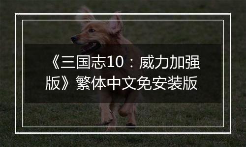 《三国志10：威力加强版》繁体中文免安装版