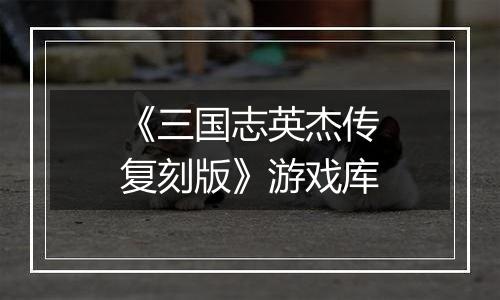 《三国志英杰传复刻版》游戏库