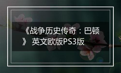 《战争历史传奇:巴顿》 英文欧版PS3版