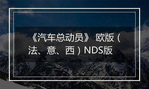 《汽车总动员》 欧版（法、意、西）NDS版