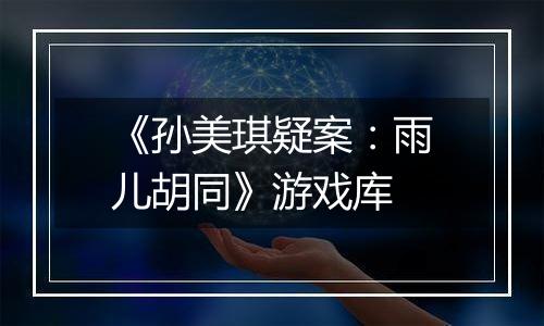 《孙美琪疑案：雨儿胡同》游戏库
