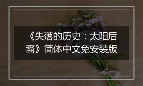 《失落的历史：太阳后裔》简体中文免安装版