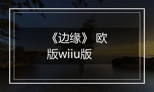 《边缘》 欧版wiiu版
