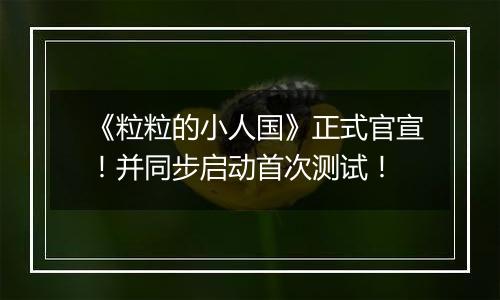 《粒粒的小人国》正式官宣！并同步启动首次测试！