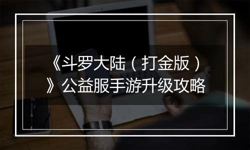 《斗罗大陆（打金版）》公益服手游升级攻略