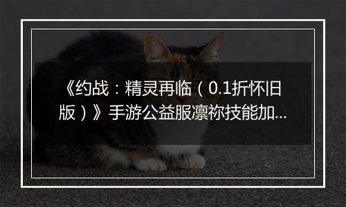 《约战：精灵再临（0.1折怀旧版）》手游公益服凛祢技能加点