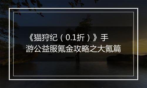 《猫狩纪（0.1折）》手游公益服氪金攻略之大氪篇