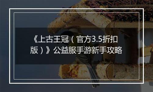 《上古王冠（官方3.5折扣版）》公益服手游新手攻略