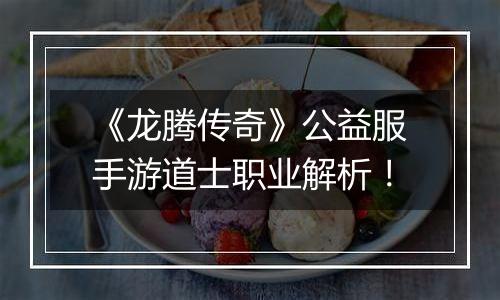 《龙腾传奇》公益服手游道士职业解析！