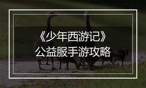 《少年西游记》公益服手游攻略
