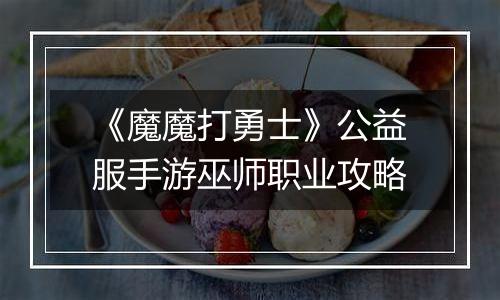 《魔魔打勇士》公益服手游巫师职业攻略