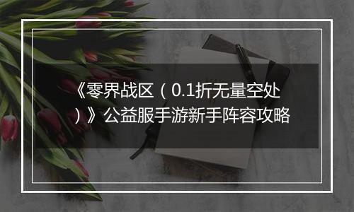《零界战区（0.1折无量空处）》公益服手游新手阵容攻略