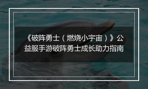《破阵勇士（燃烧小宇宙）》公益服手游破阵勇士成长助力指南