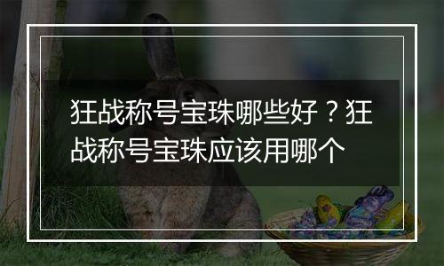 狂战称号宝珠哪些好？狂战称号宝珠应该用哪个