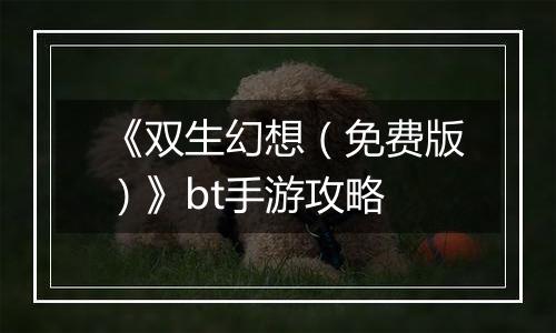《双生幻想（免费版）》bt手游攻略