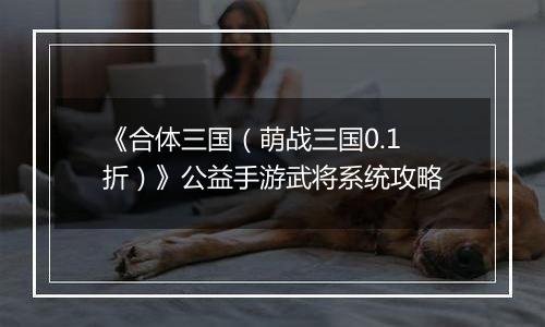 《合体三国（萌战三国0.1折）》公益手游武将系统攻略