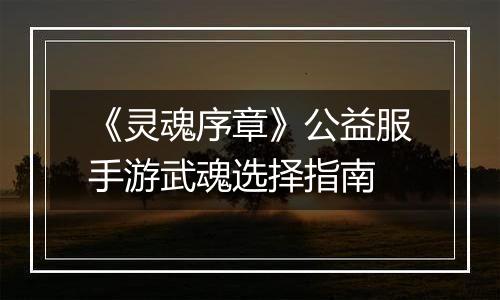 《灵魂序章》公益服手游武魂选择指南