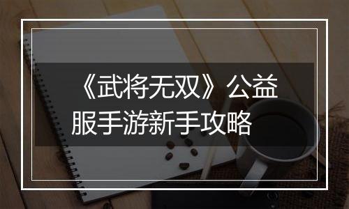 《武将无双》公益服手游新手攻略