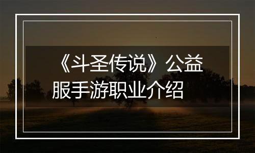 《斗圣传说》公益服手游职业介绍