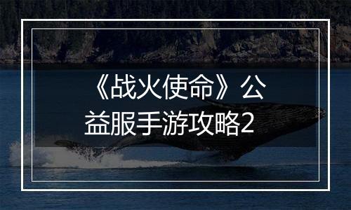 《战火使命》公益服手游攻略2