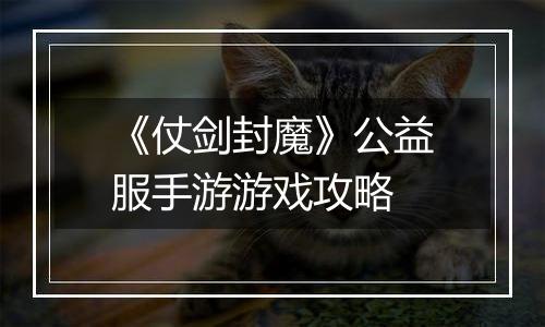 《仗剑封魔》公益服手游游戏攻略