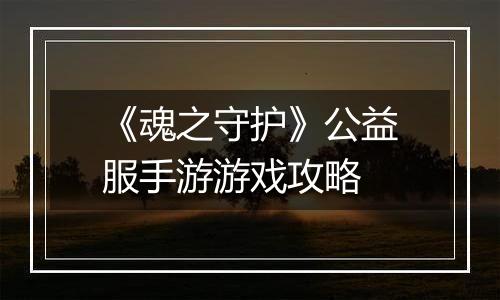 《魂之守护》公益服手游游戏攻略