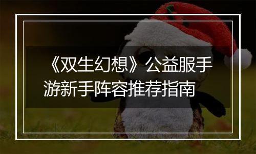 《双生幻想》公益服手游新手阵容推荐指南