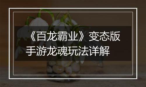 《百龙霸业》变态版手游龙魂玩法详解