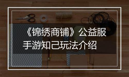 《锦绣商铺》公益服手游知己玩法介绍