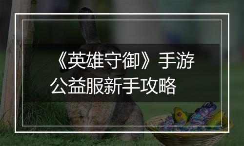 《英雄守御》手游公益服新手攻略