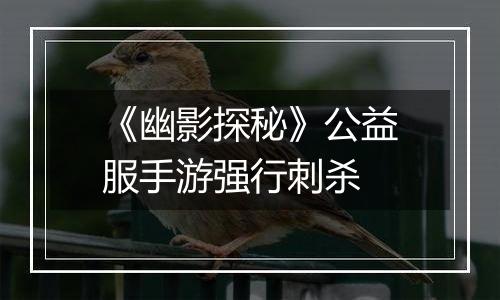 《幽影探秘》公益服手游强行刺杀