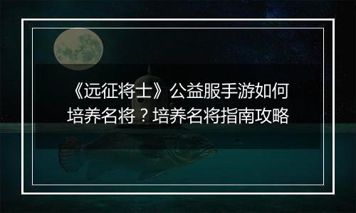 《远征将士》公益服手游如何培养名将？培养名将指南攻略