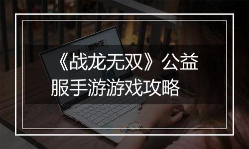 《战龙无双》公益服手游游戏攻略