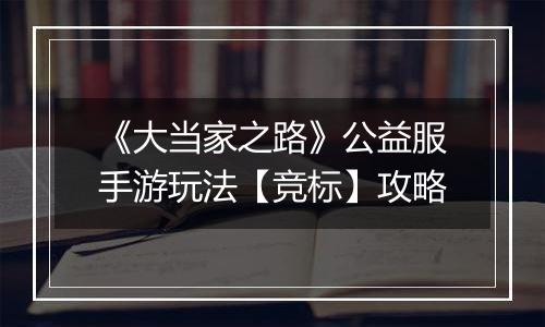 《大当家之路》公益服手游玩法【竞标】攻略