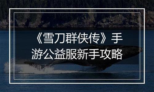 《雪刀群侠传》手游公益服新手攻略