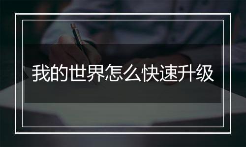 我的世界怎么快速升级