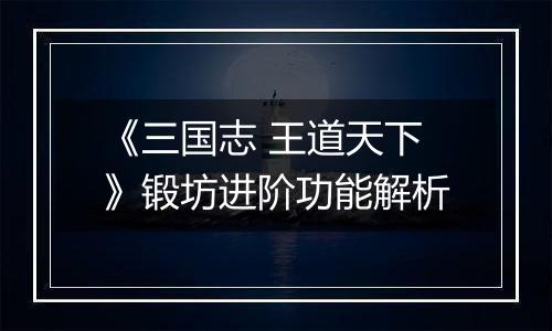 《三国志 王道天下》锻坊进阶功能解析