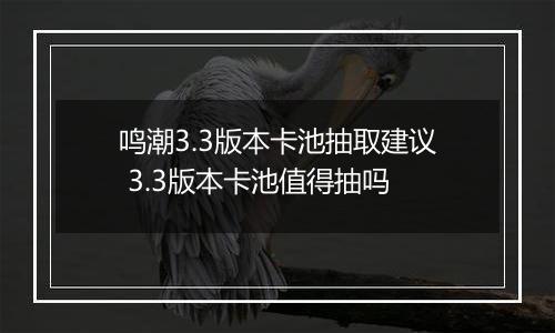 鸣潮3.3版本卡池抽取建议 3.3版本卡池值得抽吗