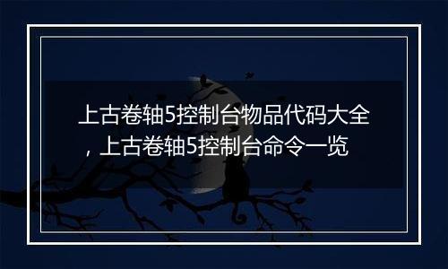 上古卷轴5控制台物品代码大全，上古卷轴5控制台命令一览