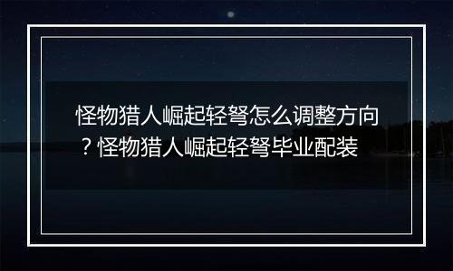 怪物猎人崛起轻弩怎么调整方向？怪物猎人崛起轻弩毕业配装
