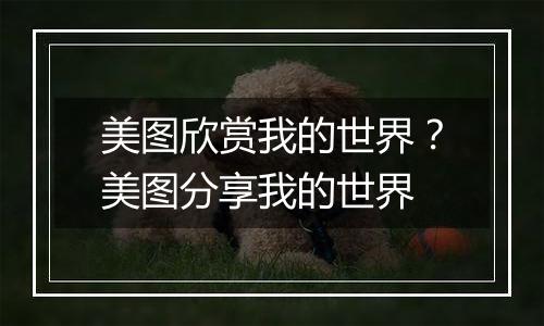 美图欣赏我的世界？美图分享我的世界