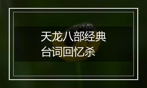 天龙八部经典台词回忆杀