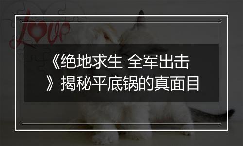 《绝地求生 全军出击》揭秘平底锅的真面目