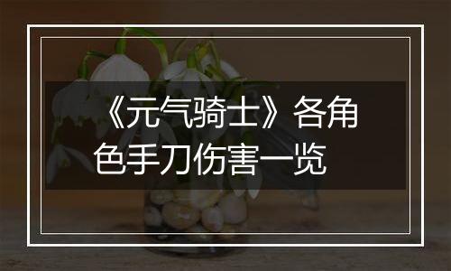 《元气骑士》各角色手刀伤害一览