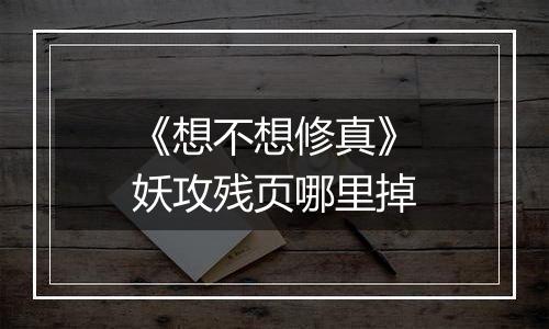 《想不想修真》妖攻残页哪里掉