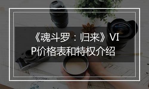 《魂斗罗：归来》VIP价格表和特权介绍