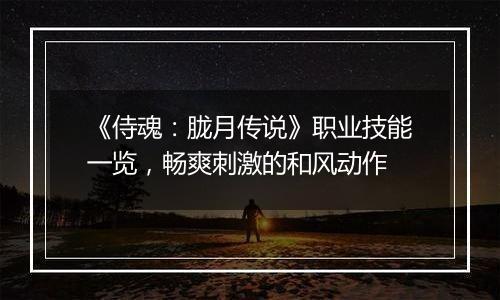 《侍魂：胧月传说》职业技能一览，畅爽刺激的和风动作