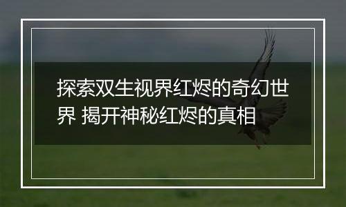探索双生视界红烬的奇幻世界 揭开神秘红烬的真相